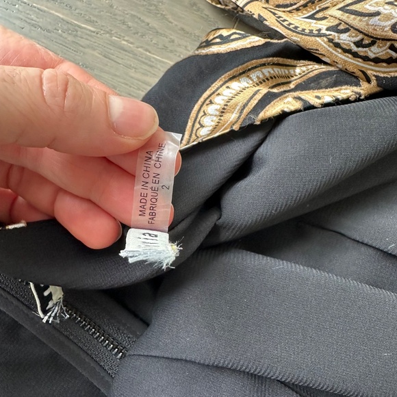 Alice + Olivia DITA Black Gold Spring Paisley Maxi Dress Halter Belt - Size 2 - Picture 4 of 12